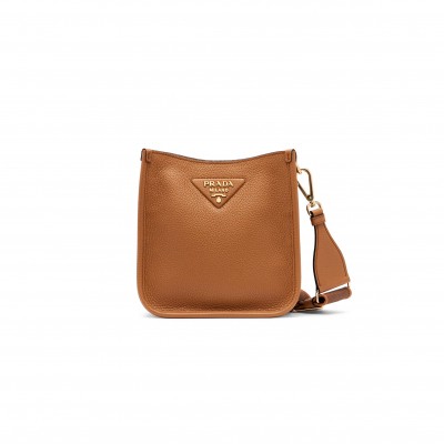 PRADA MINI LEATHER SHOULDER BAG IN BROWN 1BH191 (20*19*6cm) 